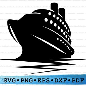 Cruise Ship Silhouette SVG PNG DXF PDf eps – Nautical Boat Icon For Cricut Crafts, Travel Decor, Navy Labels Printable Ocean Vessel Clipart