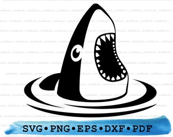 Shark Jaws Svg Dxf Png Eps Pdf – Ocean Predator Silhouette Cut File Cricut, Coastal Party Clipart, Kids Craft Vector, Beach Animal Printable