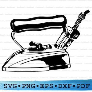 Steam Iron Svg, Clothing Iron Silhouette, Laundry Cricut Transparent Outline Vector DXF EPS PDF Png clipart printable Decor Instant Download