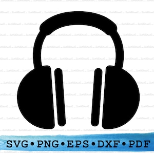 Headphones Svg Dxf Png Eps Pdf – Audio Gear Silhouette Cut File Cricut, Music Clipart, Earphones Vector Printable DJ Decor, Headset Sign