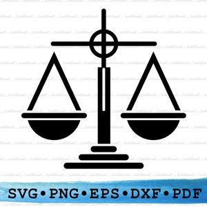 Scales of Justice Silhouette, Scales of Justice Svg, Scales of Justice png, Scales of Justice Cricut, Lawyer svg, Lawyer Outline DXF EPS pdf