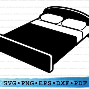 Bed Svg, Bedroom Double King Queen Sleep Hotel Silhouette, Cricut Outline Vector DXF EPS PDF Png clipart printable Decor Instant