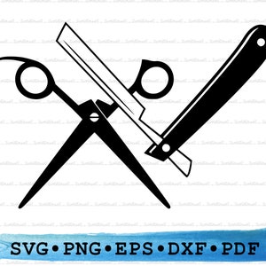 Scissors Razor Silhouette SVG PNG DXF PDf eps – Barber Clipart For Cricut Crafts, Hairdresser Decor, Salon Signs & Printable Grooming Art