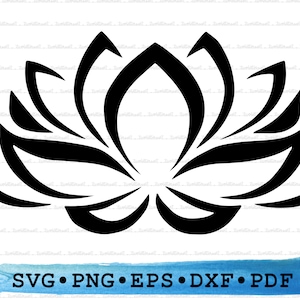 Lotus Flower Silhouette, Lotus Flower Svg, Lotus Flower png, Lotus Flower Cricut, meditazione yoga svg, flower Outline, DXF EPS pdf