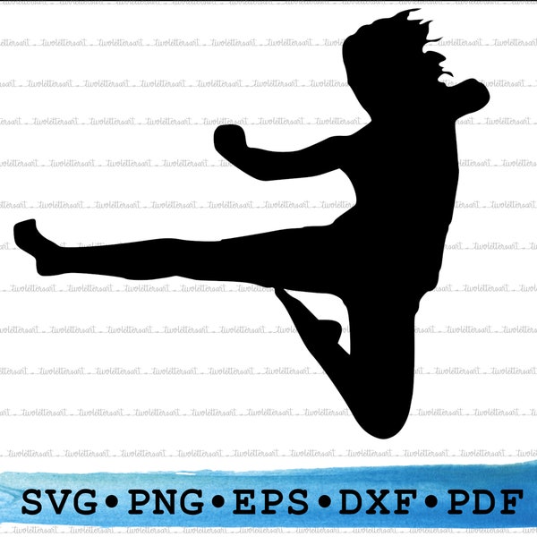 Karate Kick Silhouette SVG PNG DXF PDf eps – Martial Arts Clipart For Cricut Crafts, Dojo Decor, Sport Signs & Printable Self-Defense Art