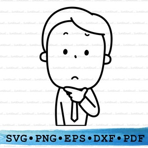 Cartoon Man Confusion Silhouette SVG PNG DXF Pdf eps – Cute Clipart For Cricut Crafts, Emotion Decor, Reaction Signs & Printable Mood Art