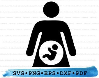 Silueta de mujer embarazada SVG PNG DXF PDf eps – Clipart de maternidad para manualidades de Cricut, decoración de baby shower, letreros para futuras mamás y útero imprimible