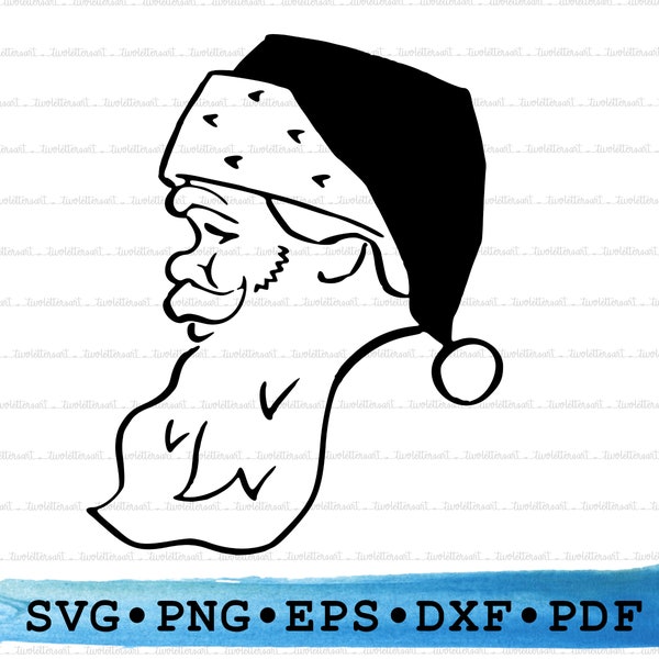 Santa Profile Silhouette, Santa Profile Svg, Cricut, Santa Claus svg, Santa Claus silhouette, Christmas, Saint Nick Outline DXF EPS pdf