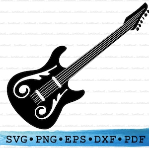 Gitaar Svg, Gitarist Silhouet, Muziekband, Akoestische Gitaar svg, Gitaar Cricut Outline Vector DXF EPS PDF Png clipart Decor Cut File