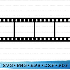 Film Strip Silhouette SVG PNG DXF PDf eps – Movie Reel Icon Cricut Crafts, Hollywood Decor, Scrapbooking Labels & Printable Cinema Clipart