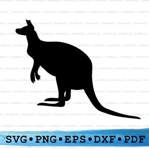Silhouette kangourou, Svg kangourou, kangourou png, kangourou Cricut, svg animal australien, silhouette animale, natif d'Australie, DXF EPS pdf