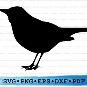 Blackbird Svg, Blackbird Silhouette, Black Bird Cricut Transparante Outline Vector DXF EPS PDF Png clipart afdrukbare Decor Cut File