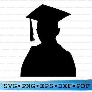 Abitur Svg, Silhouette, Junge Akademische mütze, Diplom Zeremonie Cricut Vektor DXF EPS PDF Png Clipart druckbare Dekor Cut File