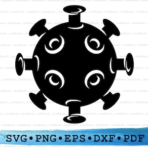 Silueta de germen viral SVG PNG DXF PDf eps: icono de organismo microscópico para manualidades de Cricut, decoración de enfermedades, etiquetas de biología imprimibles e infecciones.