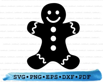 Gingerbread Man Svg Dxf Png Eps Pdf, Christmas Cookie Silhouette Cut File Cricut Holiday Baking Clipart Festive Treat Vector Printable Decor