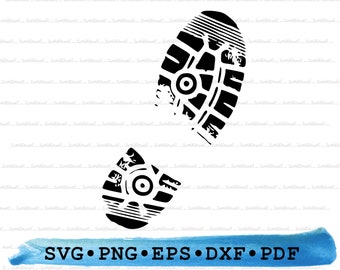 Boot Print Svg, Hiking Boots svg, dirty shoe print png, foot print silhouette, bottom of shoe print Clipart Cutting Design PNG DXF EPS pdf