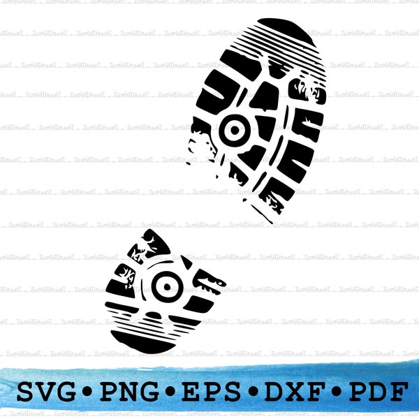 Boot Print Svg, Hiking Boots svg, dirty shoe print png, foot print silhouette, bottom of shoe print Clipart Cutting Design PNG DXF EPS pdf