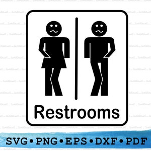 Restroom Sign Humor Humour Svg, Female Male Restroom svg, Toilet Sign png silhouette, Bathroom Funny Clipart Cutting Design PNG DXF EPS pdf