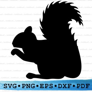 Écureuil Svg, Silhouette d’écureuil, Faune Nature Buisson Cricut Contour Transparent Vecteur DXF EPS PDF Png clipart imprimable Décor Cut File