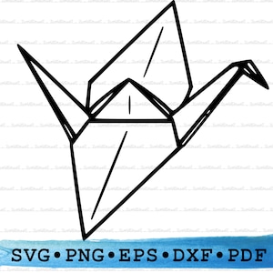 Paper Crane Silhouette, Origami Svg, Bird Folded Paper JapaneseCricut Transparent Outline Vector DXF EPS PDF Png clipart Instant Download
