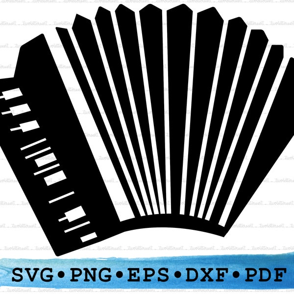 Accordion Svg, accordion Silhouette, music instrument Cricut Transparent Outline Vector DXF EPS PDF Png clipart printable Decor Cut File
