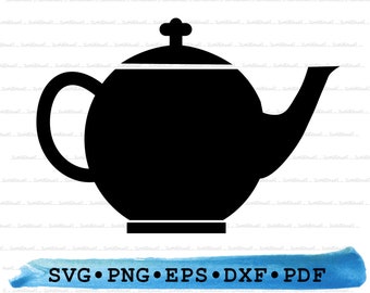 Teapot Svg Dxf Png Eps Pdf – Hot Drink Silhouette Cut File Cricut, Tea Clipart, Kitchen Vector, Relaxing Beverage Printable Cozy Decor