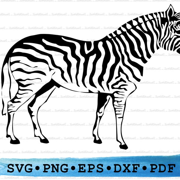 Zebra Svg, Zebra Silhouette, Zoo Animal African Wildlife Cricut Transparent Outline Vector DXF EPS PDF Png clipart printable Decor Cut File