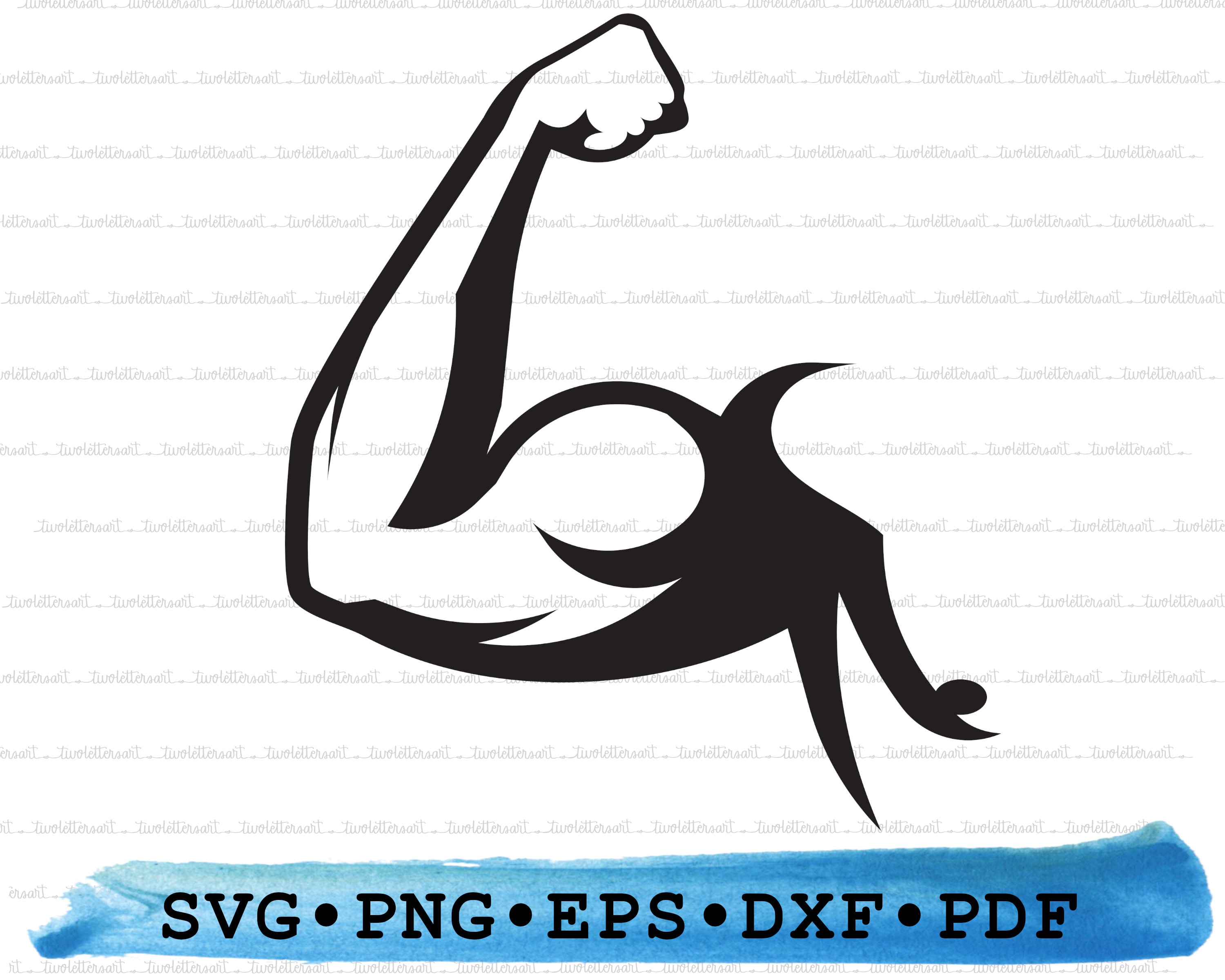 Biceps Svg, Arm Flex Svg, Strong Arm Svg, Vector Cut file for Cricut,  Silhouette, Pdf Png Eps Dxf, Decal, Sticker, Vinyl, Pin