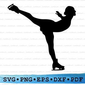 Ice skater Silhouette, Ice Skater Svg, Figure Skater png, Ice Skating Cut File, Ice Skating Silhouette, Figure Skating,PNG DXF EPS pdf