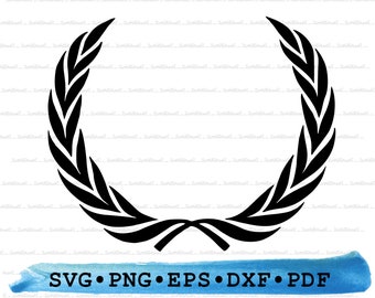 Lauwerkrans silhouet SVG PNG DXF pdf eps – overwinningspictogram voor Cricut Crafts, Award Decor, ceremonielabels en afdrukbare klassieke clipart