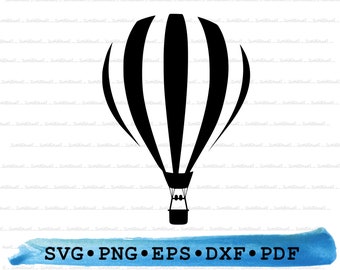 Heißluftballon Aufdruck, Reise-Ballon Silhouette, Abenteuer Cricut Umriss Vektor DXF EPS PDF Png Clipart druckbare Dekor Sofort-Download