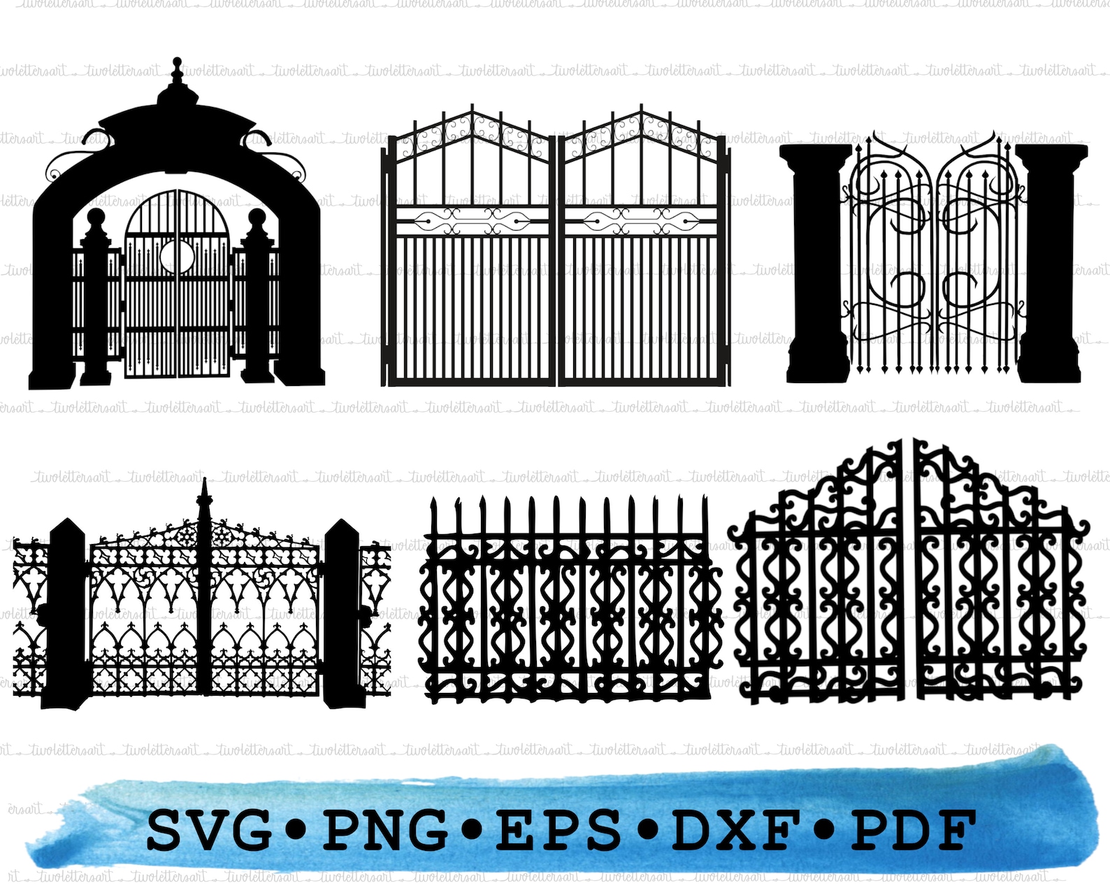 Wrought Iron Gate Svg, Bundle Silhouette, Forged Vintage Metal Fences ...
