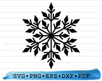 Snowflake Svg Dxf Png Eps Pdf – Christmas Winter Silhouette Cut File Cricut, Frozen Ice Flake Clipart, Holiday Snow Vector, Printable Season