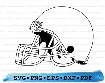 Football Helmet svg, Football Helmet silhouette, Cricut Transparent Outline Vector DXF EPS PDF Png clipart printable Decor Instant Download