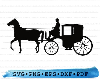 Horse Carriage Silhouette, Horse Carriage Svg, Horse Carriage png, Horse Carriage Cricut, coach svg, coach silhouette, transport DXF EPS pdf