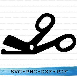 Silhouette di forbici di garza SVG PNG DXF PDf – Icona dello strumento del chirurgo Cricut Crafts, decorazioni ospedaliere, etichette mediche e clipart sanitarie stampabili