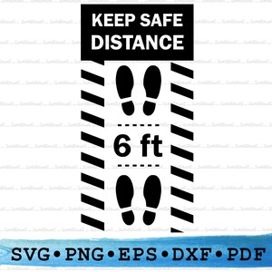 Silueta de distancia segura, señal de 2 metros, distanciamiento social de 6 pies, coronavirus Covid19 Svg png Cricut Outline Vector DXF EPS pdf clipart