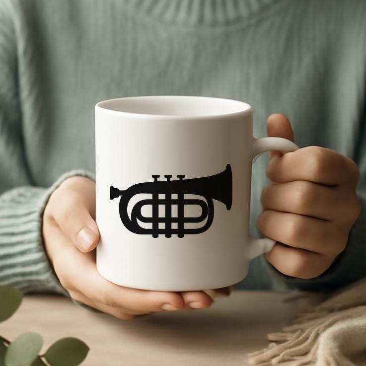 Trumpet Svg Dxf Png Eps Pdf – Brass Instrument Silhouette Cut File ...