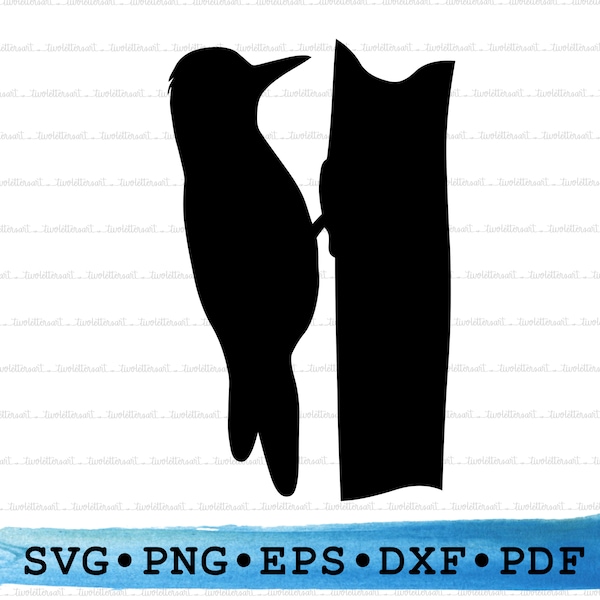 Specht Silhouette, Specht Svg, Specht png, Specht Cut File, Vogel svg, Vogel Silhouette, BIrd in Baum Silhouette, DXF EPS pdf