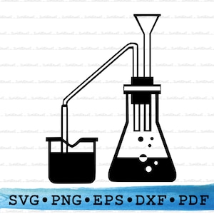 Chemistry Experiment Silhouette SVG PNG DXf PDf eps – Science Clipart For Cricut Crafts, Lab Decor, Beaker Signs Printable STEM Art
