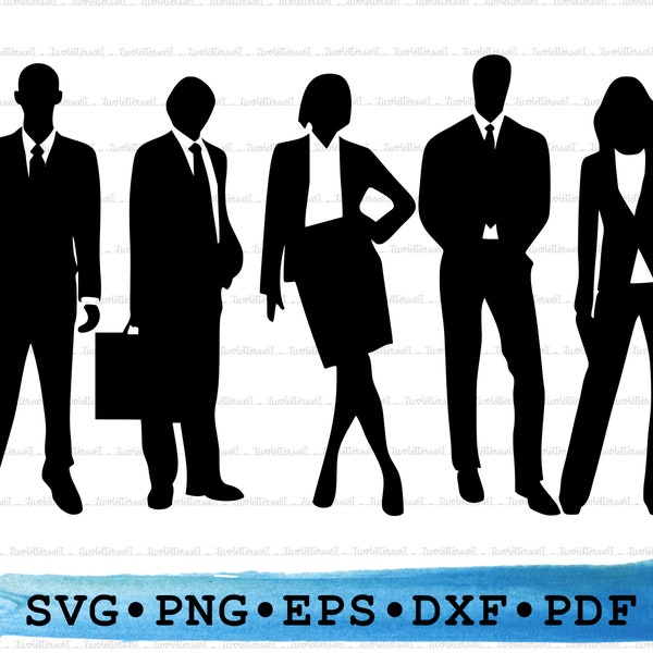 Business People Svg, Business People Silhouette, png silhouette, Work day Busy Business Attire Clipart Cutting Design PNG DXF EPS pdf