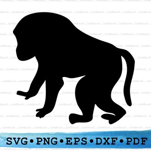 Baboon SVG DXF PNG EPs Pdf – Primate Silhouette Cut File for Cricut, Jungle Animal Vector, Monkey Outline Clipart, Wildlife Printable Design