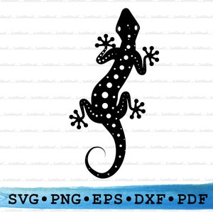 Gecko Svg Dxf Png Eps Pdf – Lizard Silhouette Cut File Cricut, Aboriginal Art Clipart, Reptile Nature Vector, Printable Tribal Design