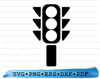Ampel Silhouette SVG PNG DXF PDF eps - Straßen-Symbol Cricut Crafts l Straßendekor Transport Etiketten Urbane Sicherheit Clipart