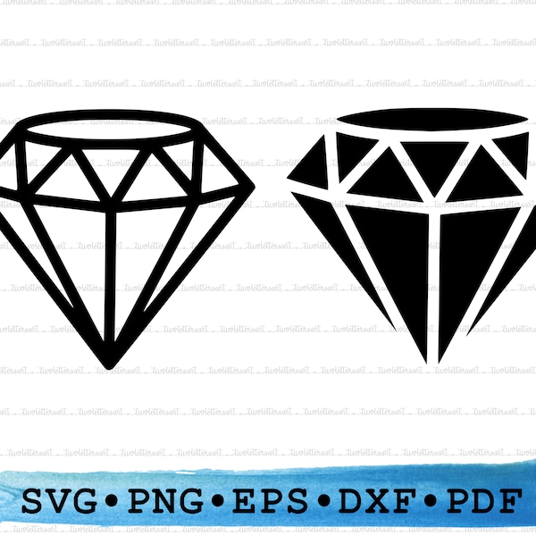 Diamond Svg, Diamond Silhouette, Crystal Cricut Transparent Outline Vector DXF EPS PDF Png clipart printable Decor Cut File