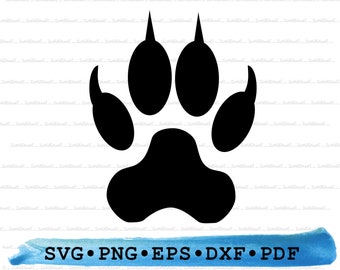 Dog Paw Print SVG DXF PNG EPs Pdf – Animal Footprint Silhouette Cut File Cricut, Pet Clipart, Wolf Track Vector, Cute Printable Design