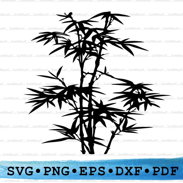 Bamboo Silhouette, Bamboo Svg, Bamboo png, Bamboo Cut File, Plant Tree svg, Plant Silhouette, Plant Png, Oriental tree japan DXF EPS pdf