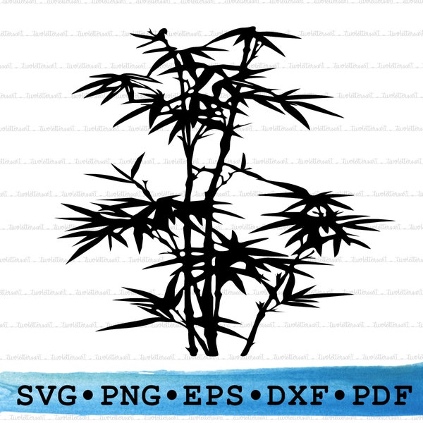 Silhouette di bambù, Bambù Svg, Png di bambù, File di taglio di bambù, Albero vegetale svg, Silhouette vegetale, Pianta Png, Albero orientale giappone DXF EPS pdf