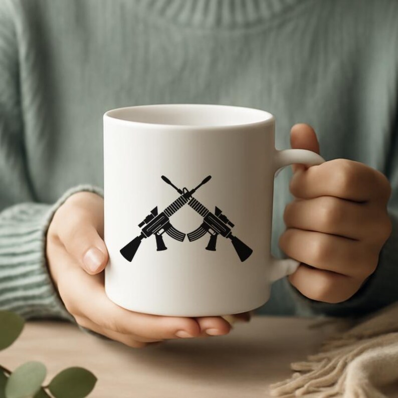 Crossed Assault Rifle Silhouette SVG PNG DXF Pdf Eps – Military Weapon ...