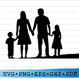 Kernfamilie Silhouette, Familie Silhouette, Familie Svg, Familie png, Familie Cricut, Familie Vektor, Eltern Kinder Kinder Zuhause,DXF EPS pdf
